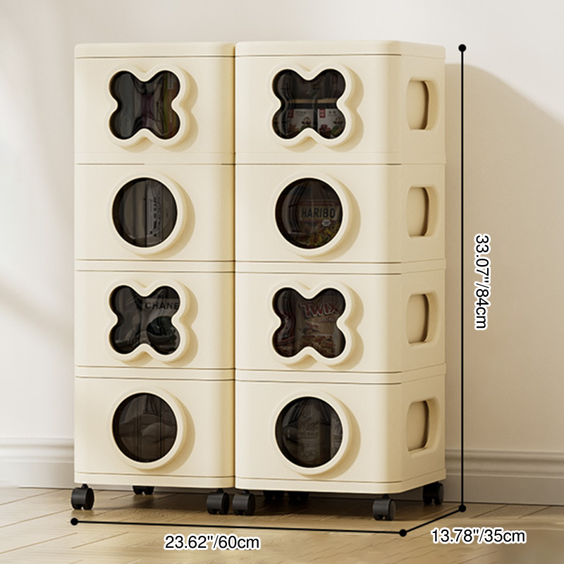 Modern Minimalist Multi-Layer Rectangular PP Movable Storage Cabinet 3/4/5-Cabinet For Living Room