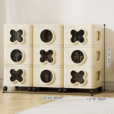 Modern Minimalist Multi-Layer Rectangular PP Movable Storage Cabinet 3/4/5-Cabinet For Living Room