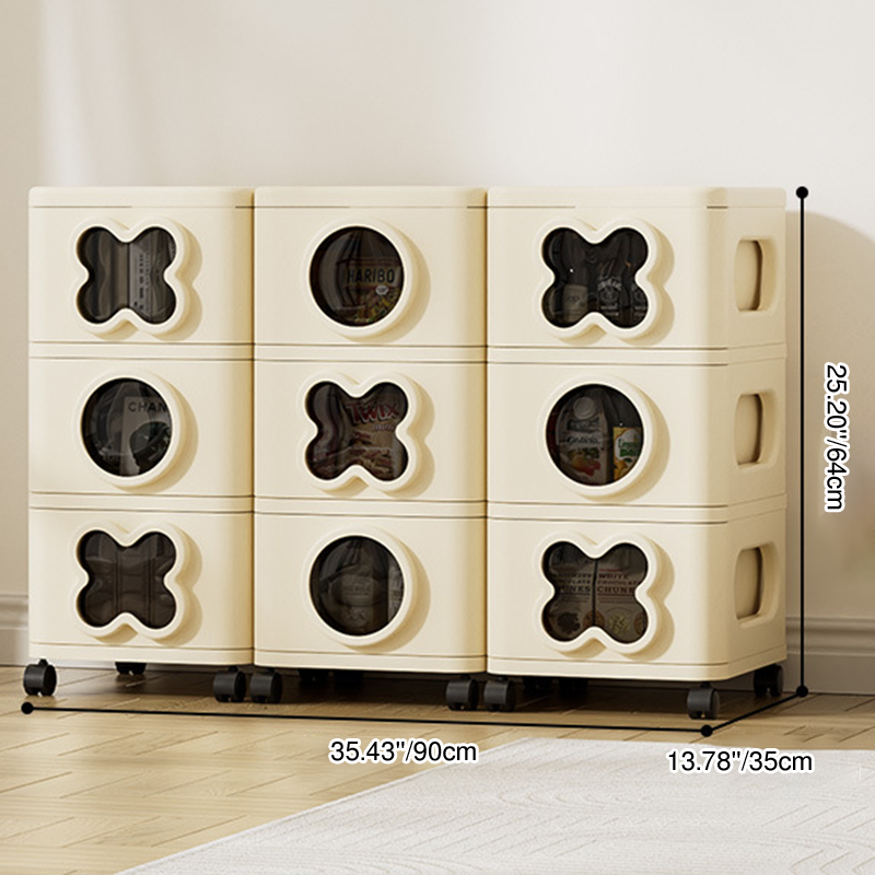 Modern Minimalist Multi-Layer Rectangular PP Movable Storage Cabinet 3/4/5-Cabinet For Living Room