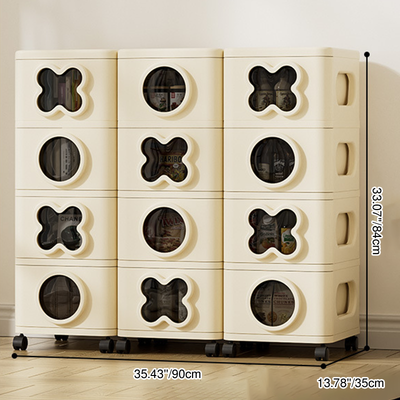 Modern Minimalist Multi-Layer Rectangular PP Movable Storage Cabinet 3/4/5-Cabinet For Living Room