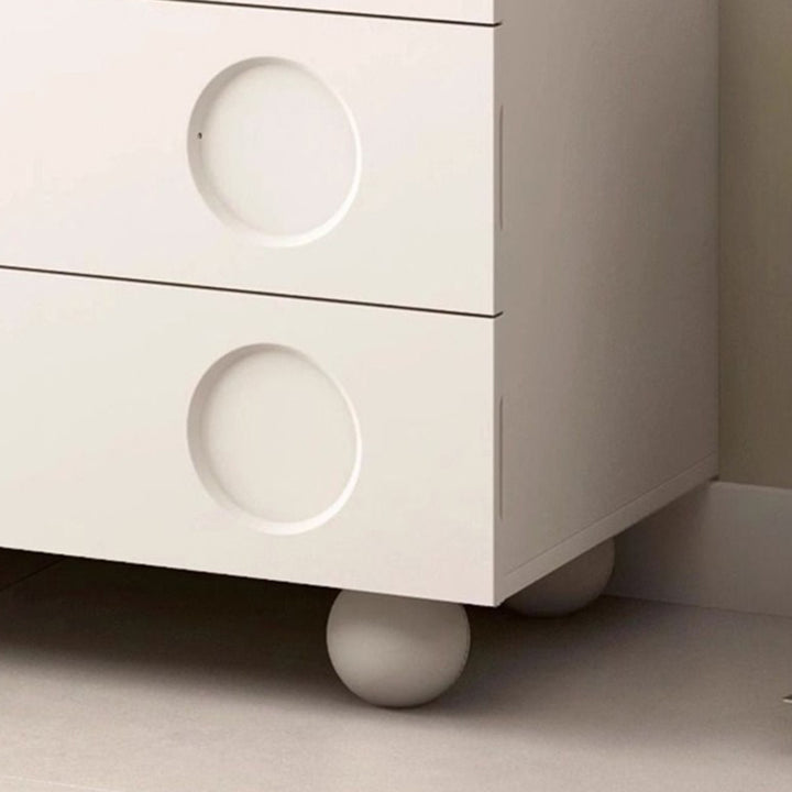 Contemporary Retro Rectangular Round Hole Plywood Particle Board Multi-Compartment Storage Cabinet 6-Drawer For Living Room