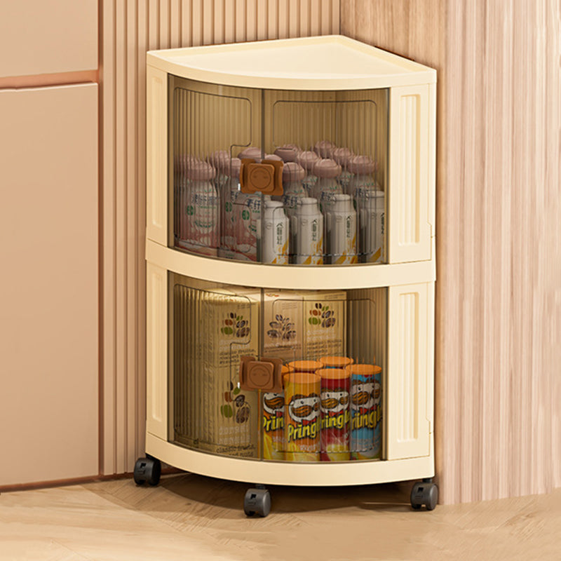 Modern Simplicity Foldable Fan-Shaped PP Movable Corner Storage Cabinet 1/2/3-Cabinet For Living Room