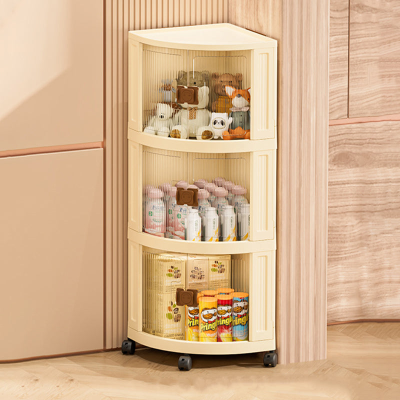 Modern Simplicity Foldable Fan-Shaped PP Movable Corner Storage Cabinet 1/2/3-Cabinet For Living Room