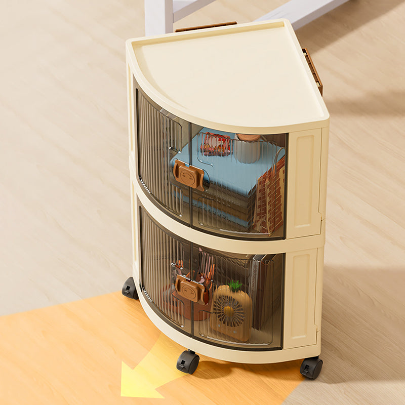 Modern Simplicity Foldable Fan-Shaped PP Movable Corner Storage Cabinet 1/2/3-Cabinet For Living Room