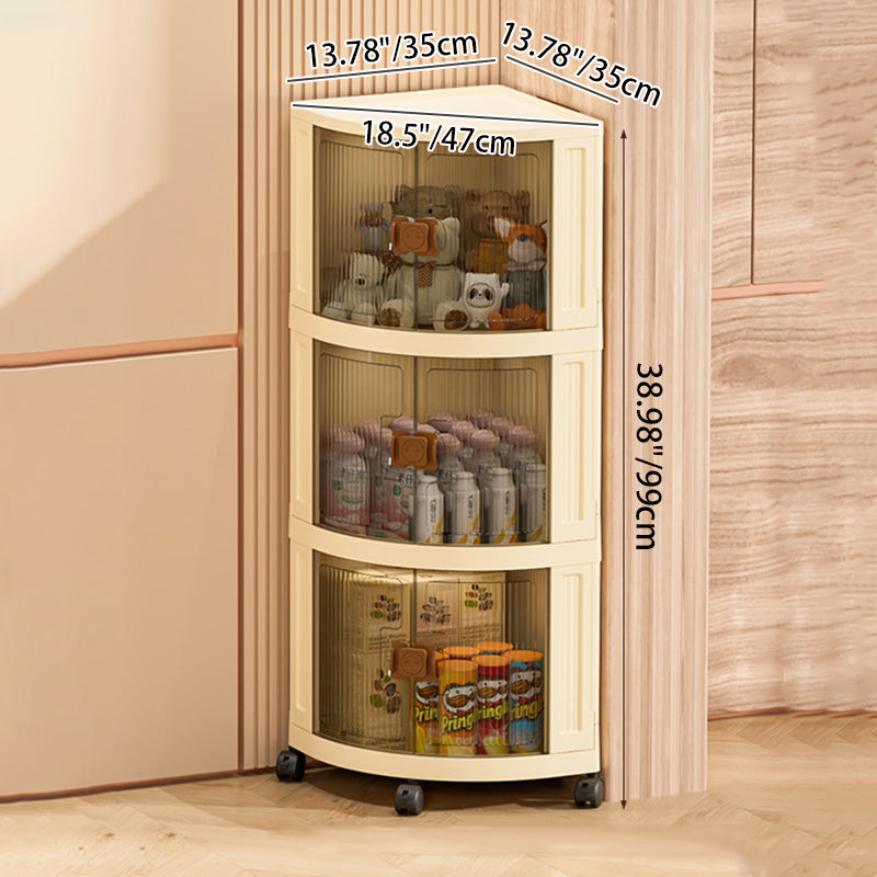 Modern Simplicity Foldable Fan-Shaped PP Movable Corner Storage Cabinet 1/2/3-Cabinet For Living Room