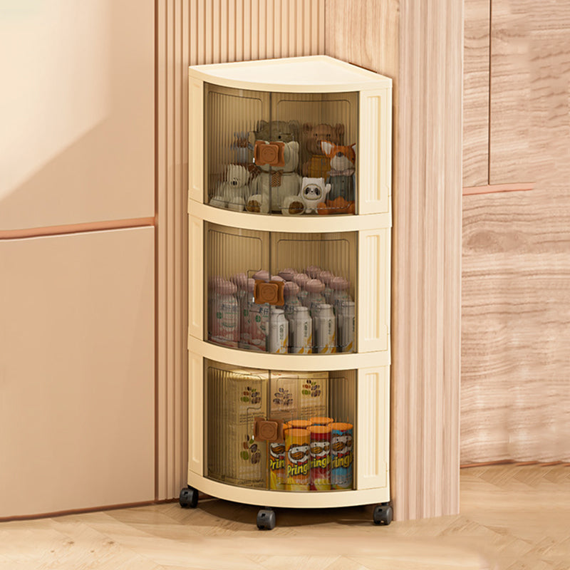 Modern Simplicity Foldable Fan-Shaped PP Movable Corner Storage Cabinet 1/2/3-Cabinet For Living Room
