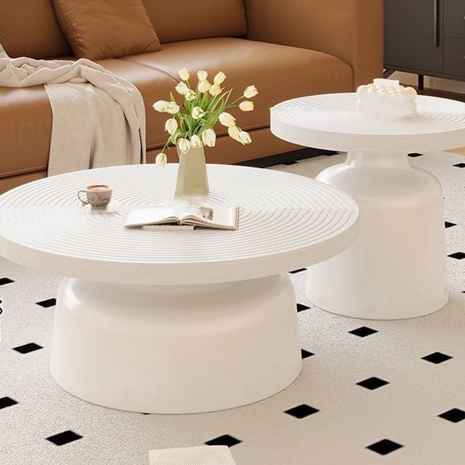 Ensemble de tables basses rondes en MDF et acier au carbone, motif vortex nordique contemporain, 1 niveau, pour salon 