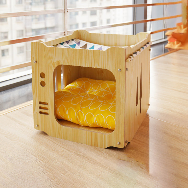 Lits pour chat intégrés en MDF carré robustes de style Art déco moderne, 1 armoire pour salon 