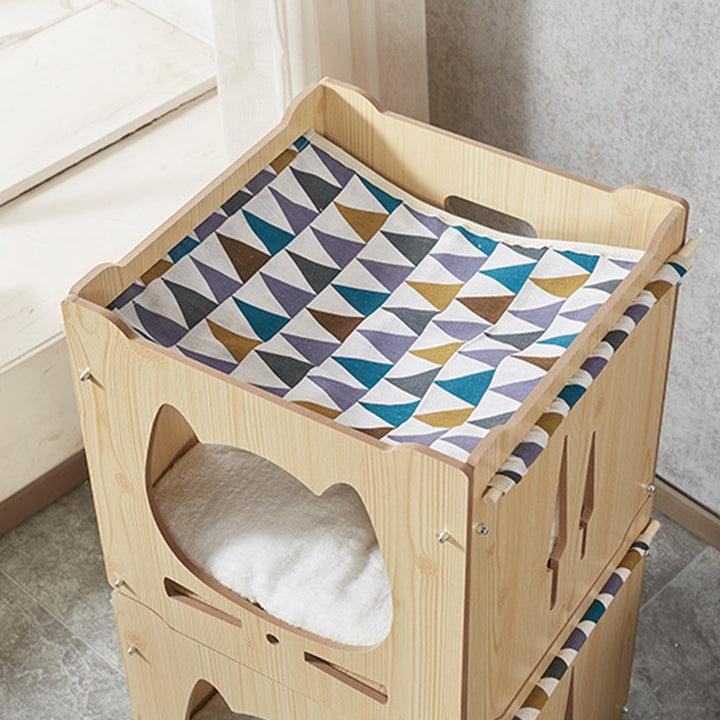 Lits pour chat intégrés en MDF carré robustes de style Art déco moderne, 1 armoire pour salon 