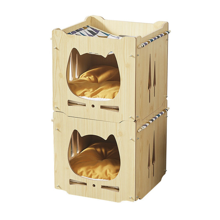 Lits pour chat intégrés en MDF carré robustes de style Art déco moderne, 1 armoire pour salon 