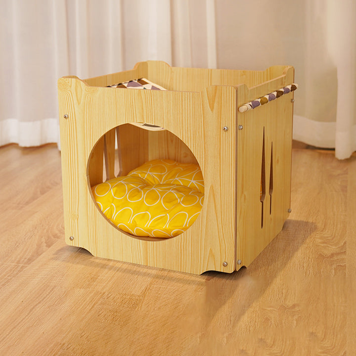Lits pour chat intégrés en MDF carré robustes de style Art déco moderne, 1 armoire pour salon 
