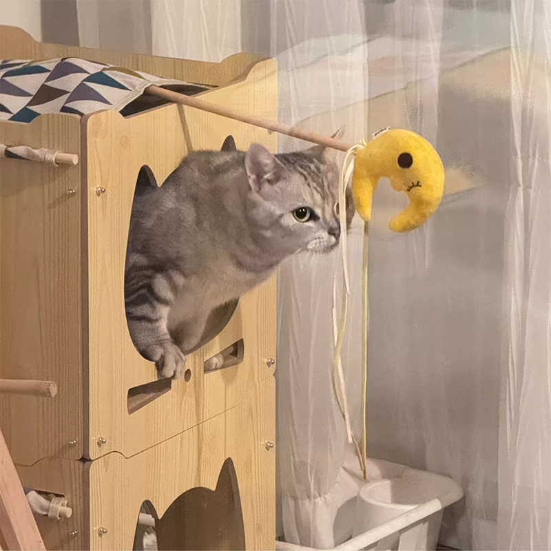 Lits pour chat intégrés en MDF carré robustes de style Art déco moderne, 1 armoire pour salon 
