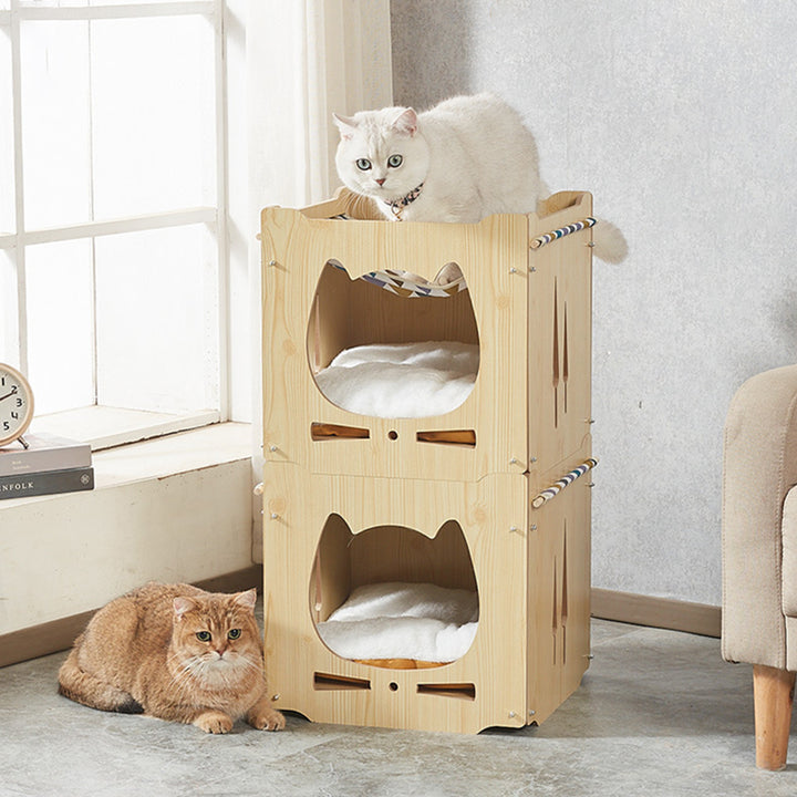 Lits pour chat intégrés en MDF carré robustes de style Art déco moderne, 1 armoire pour salon 