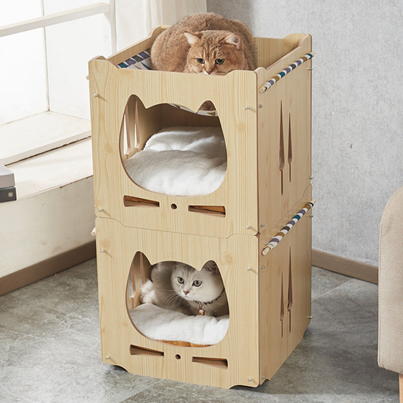Lits pour chat intégrés en MDF carré robustes de style Art déco moderne, 1 armoire pour salon 