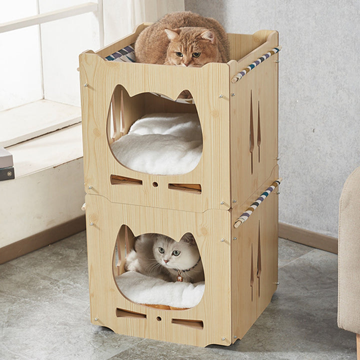 Lits pour chat intégrés en MDF carré robustes de style Art déco moderne, 1 armoire pour salon 