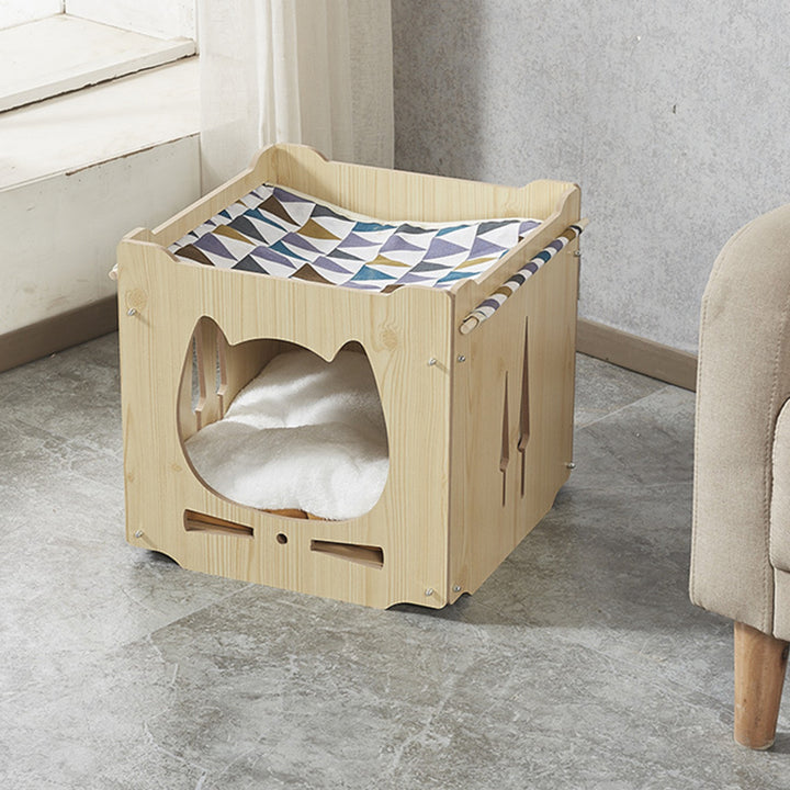 Lits pour chat intégrés en MDF carré robustes de style Art déco moderne, 1 armoire pour salon 