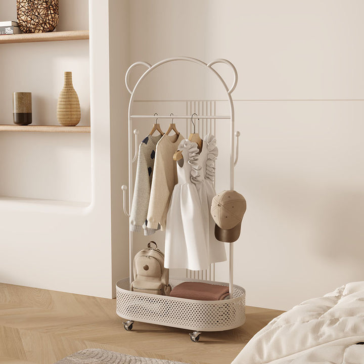 Arbre de hall en fer et acier au carbone en forme d’ours, style contemporain et créatif, avec 1 panier pour l’entrée et le couloir 