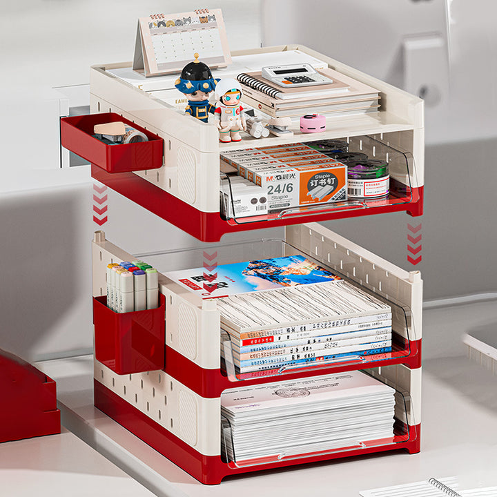 Modern Minimalist Rectangular PP PET Perforated Board Desktop Storage Shelf 2/3/4-Tier For Study