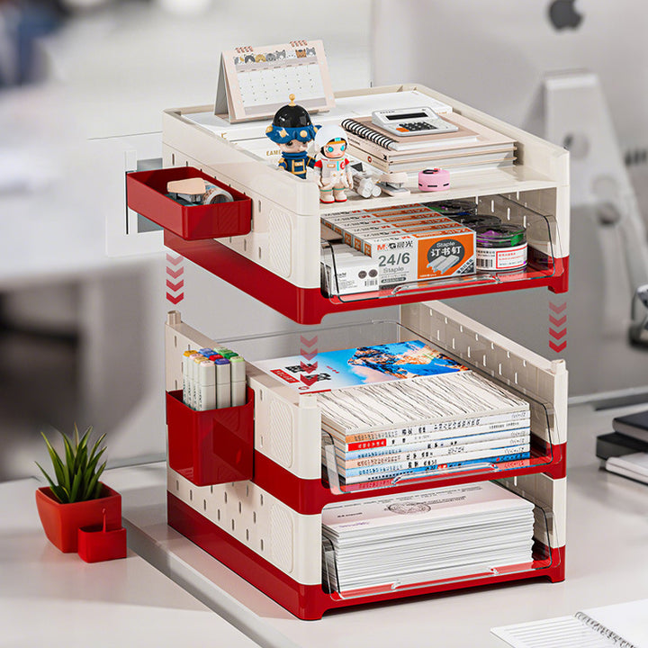 Modern Minimalist Rectangular PP PET Perforated Board Desktop Storage Shelf 2/3/4-Tier For Study