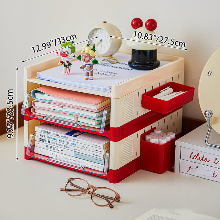 Modern Minimalist Rectangular PP PET Perforated Board Desktop Storage Shelf 2/3/4-Tier For Study