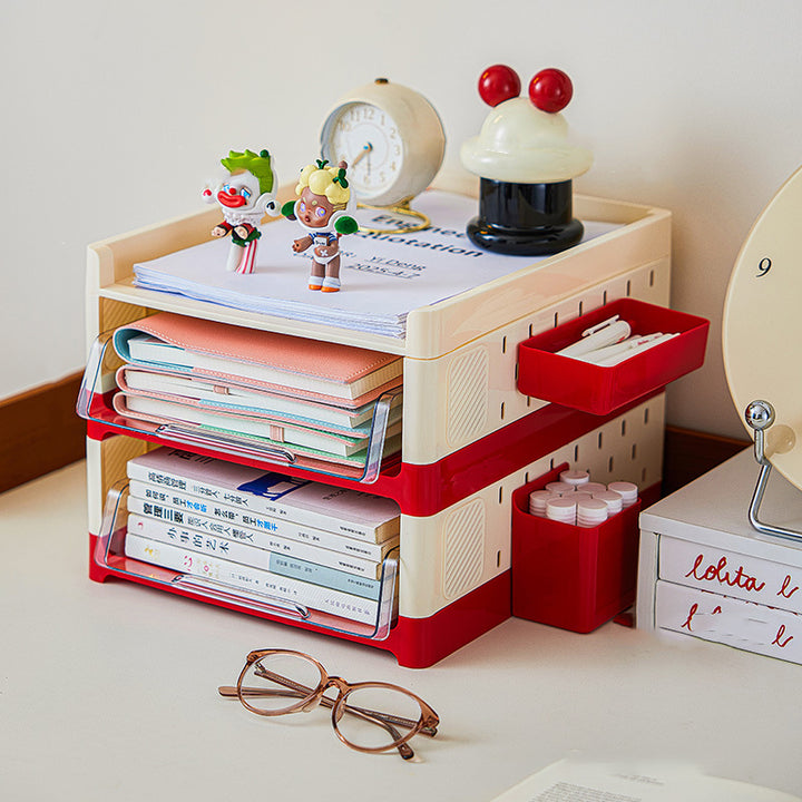 Modern Minimalist Rectangular PP PET Perforated Board Desktop Storage Shelf 2/3/4-Tier For Study