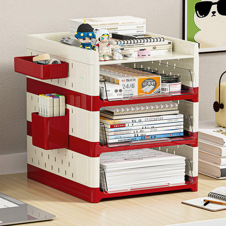 Modern Minimalist Rectangular PP PET Perforated Board Desktop Storage Shelf 2/3/4-Tier For Study