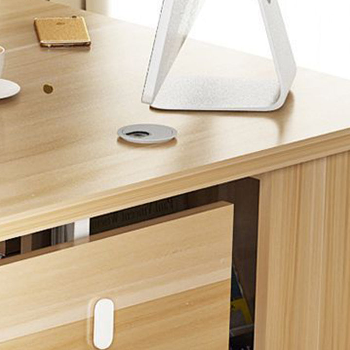 Modern Minimalist Arc-Shaped E1 Environmentally Friendly Board Stainless Steel Corner Desk 1-Tier For Home Office