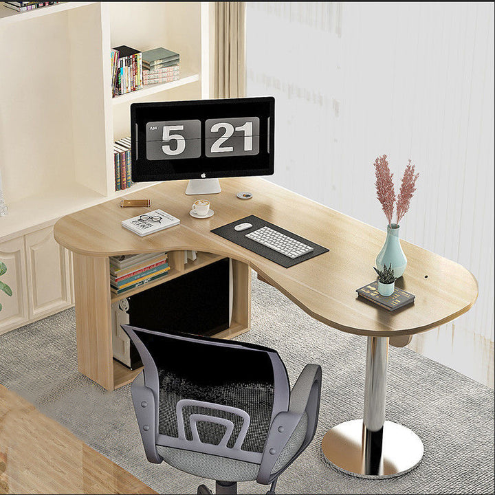 Modern Minimalist Arc-Shaped E1 Environmentally Friendly Board Stainless Steel Corner Desk 1-Tier For Home Office