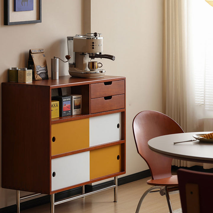 Traditioneller Vintage rechteckiger Kiefernholz Boxwood Massivholz Mehrschichtplatte Edelstahl Mehrfachfach Aufbewahrungsschrank 5-stufig für das Wohnzimmer 