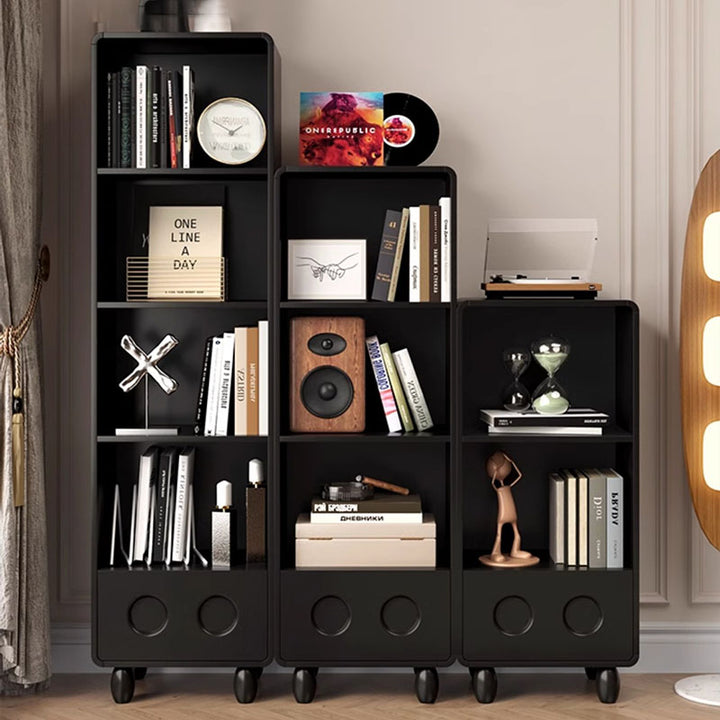 Zeitgenössisches nordisches rechteckiges Arc-Kanten-Massivholz-Öko-Board-Sperrholz-Display-Aufbewahrungsschrank 3/4/5-stufig für das Wohnzimmer 
