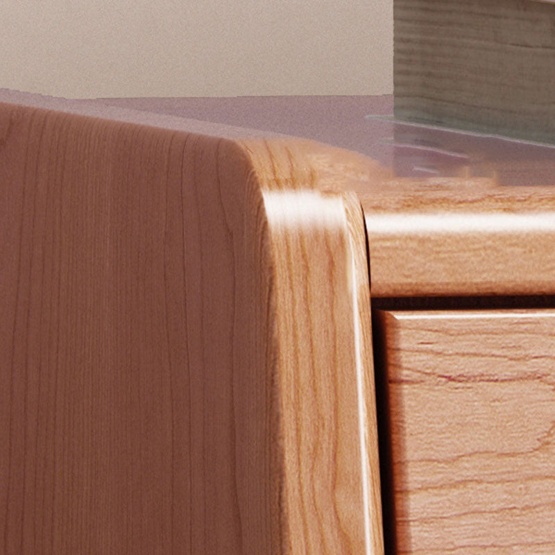 Table de chevet contemporaine nordique en bois d’hévéa, bois de pin, bois massif, panneau multicouche, verre nervuré, à 1 tiroir pour chambre à coucher 