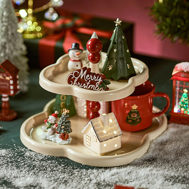 Contemporary Creative Four-Leaf Clover ABS Open Type Christmas Decoration Display Storage Shelf 2/3-Tier For Living Room