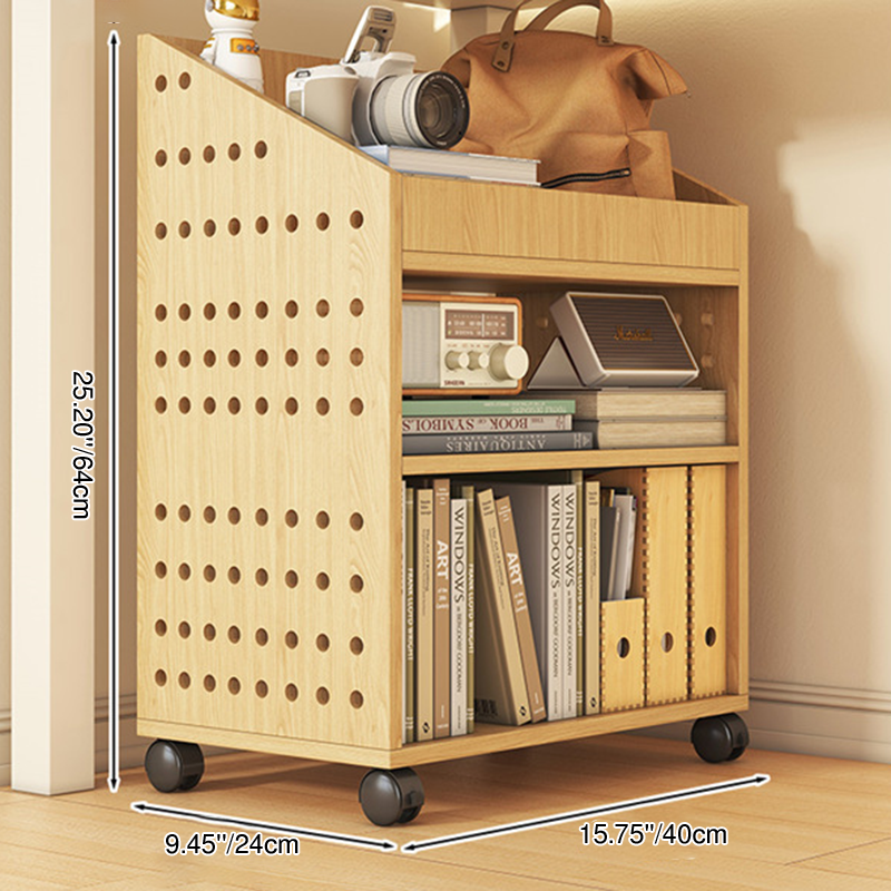 Modern Minimalist Trapezoid MDF Movable Floor-Standing Storage Shelf 1/2/3-Tier For Study