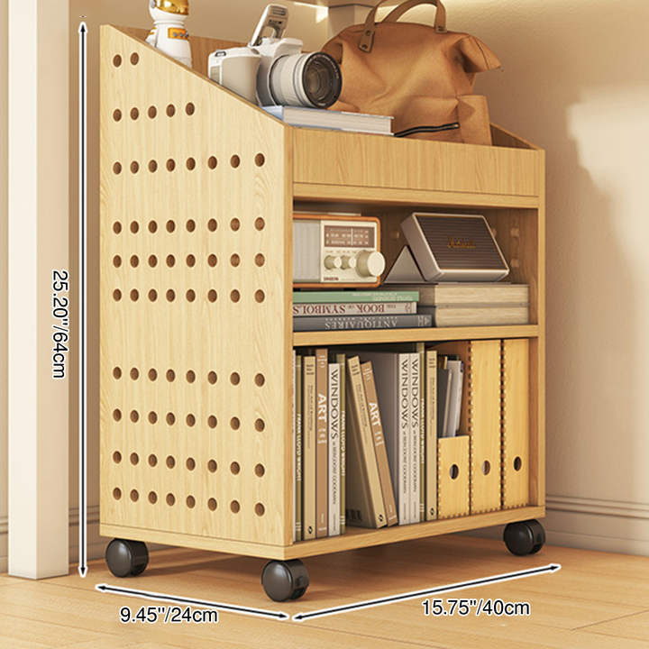 Modern Minimalist Trapezoid MDF Movable Floor-Standing Storage Shelf 1/2/3-Tier For Study