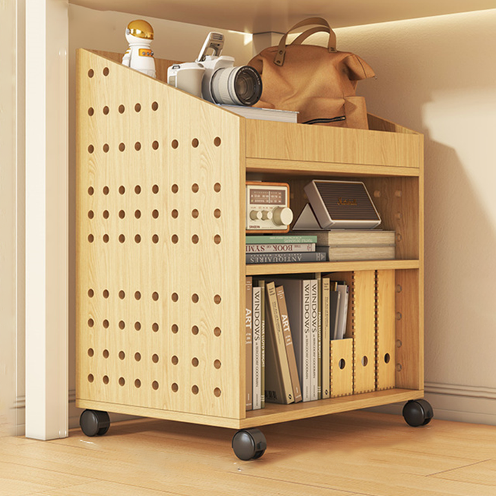 Modern Minimalist Trapezoid MDF Movable Floor-Standing Storage Shelf 1/2/3-Tier For Study
