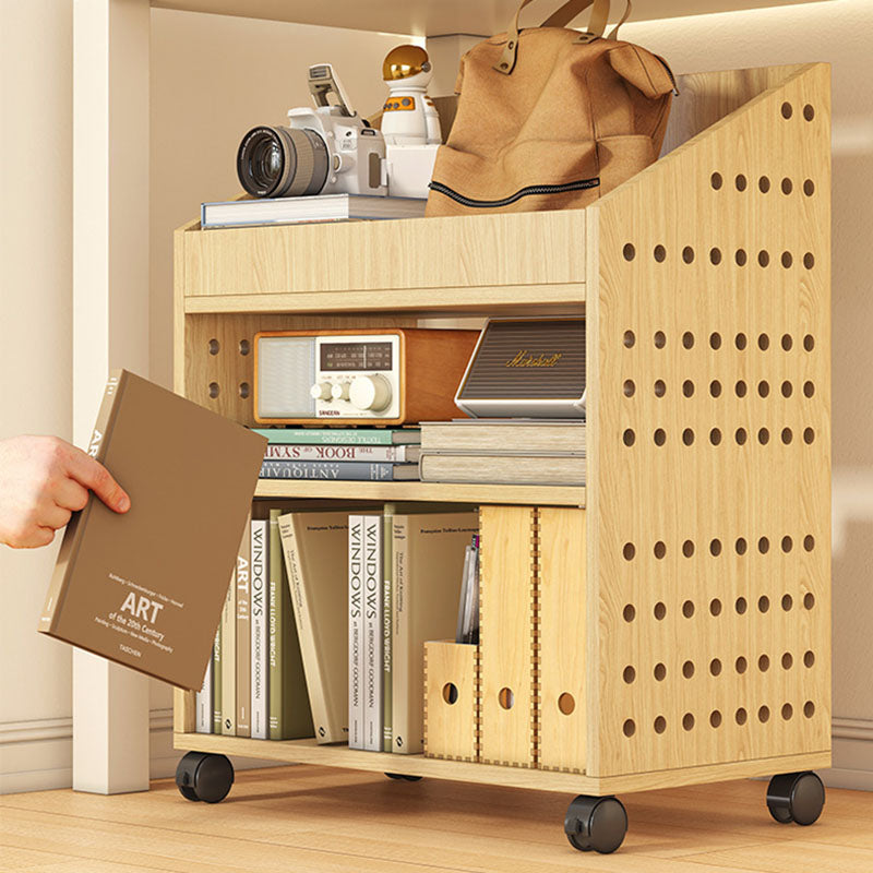 Modern Minimalist Trapezoid MDF Movable Floor-Standing Storage Shelf 1/2/3-Tier For Study