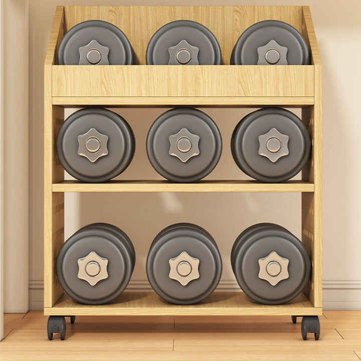 Modern Minimalist Trapezoid MDF Movable Floor-Standing Storage Shelf 1/2/3-Tier For Study