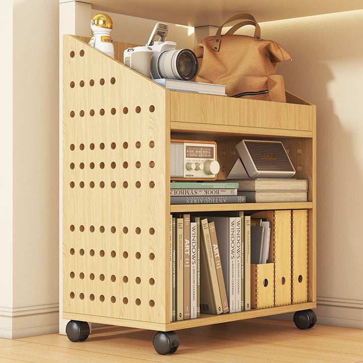Modern Minimalist Trapezoid MDF Movable Floor-Standing Storage Shelf 1/2/3-Tier For Study