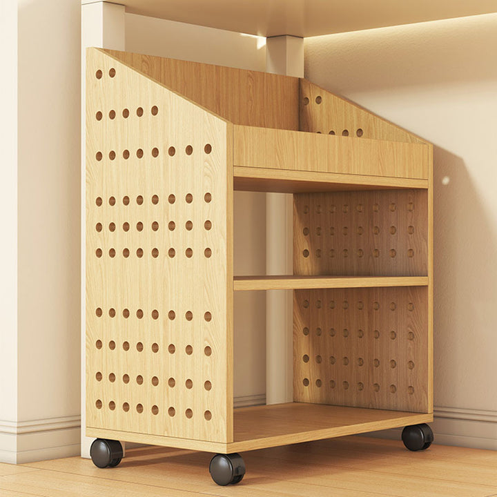 Modern Minimalist Trapezoid MDF Movable Floor-Standing Storage Shelf 1/2/3-Tier For Study