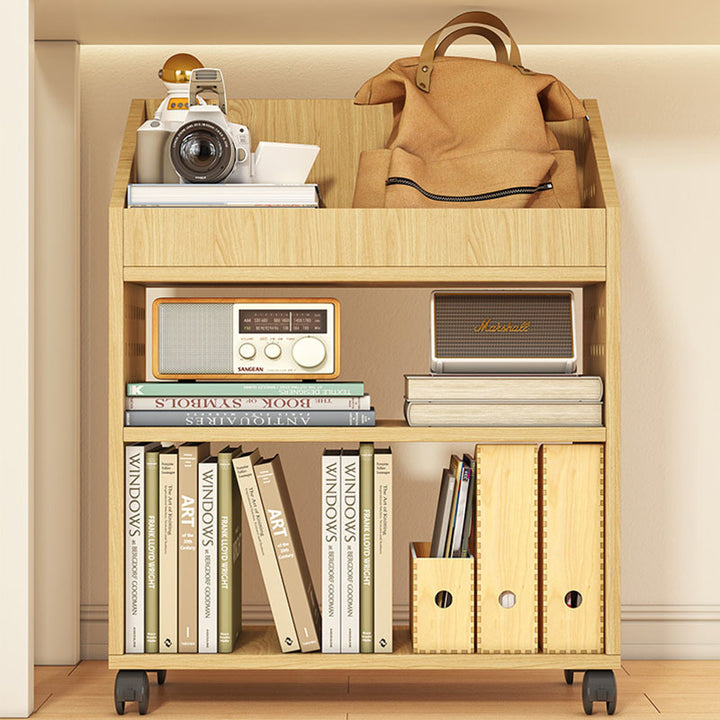 Modern Minimalist Trapezoid MDF Movable Floor-Standing Storage Shelf 1/2/3-Tier For Study