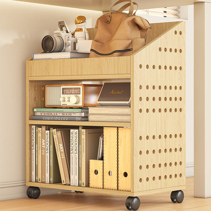 Modern Minimalist Trapezoid MDF Movable Floor-Standing Storage Shelf 1/2/3-Tier For Study