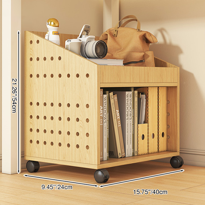 Modern Minimalist Trapezoid MDF Movable Floor-Standing Storage Shelf 1/2/3-Tier For Study