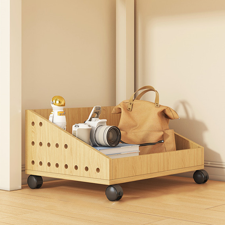 Modern Minimalist Trapezoid MDF Movable Floor-Standing Storage Shelf 1/2/3-Tier For Study