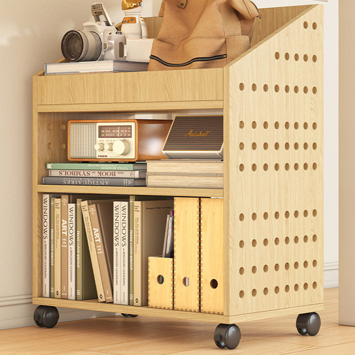 Modern Minimalist Trapezoid MDF Movable Floor-Standing Storage Shelf 1/2/3-Tier For Study