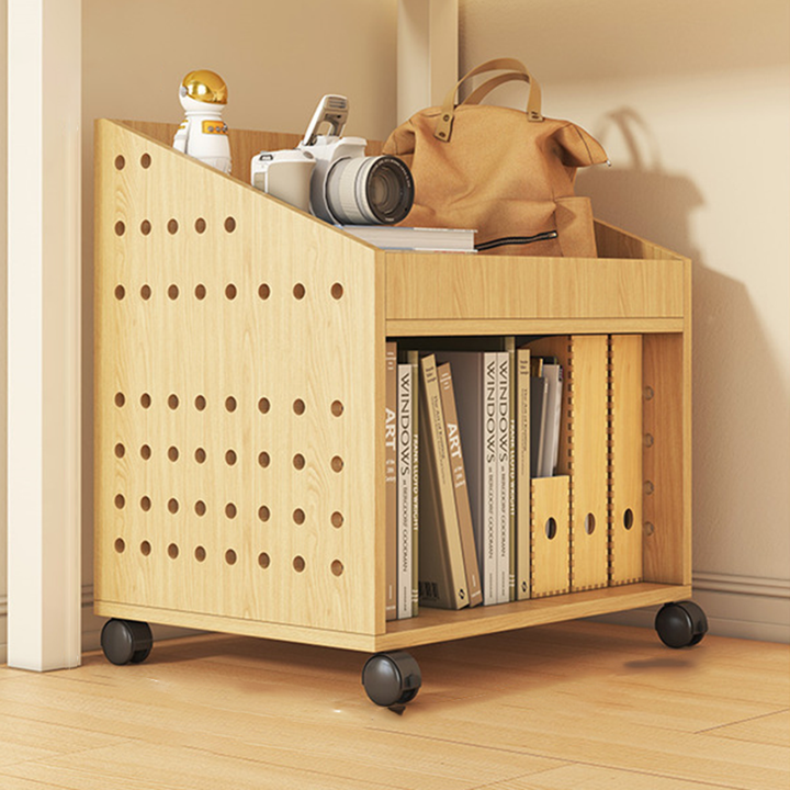 Modern Minimalist Trapezoid MDF Movable Floor-Standing Storage Shelf 1/2/3-Tier For Study