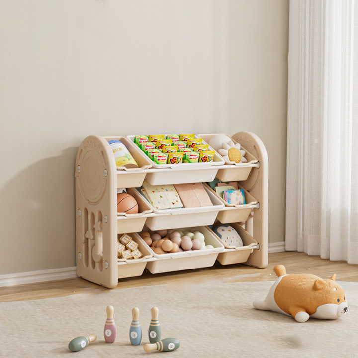 Contemporary Creative Oval Environmentally Friendly HDPE Kids Storage Shelf 3-Tier For Living Room