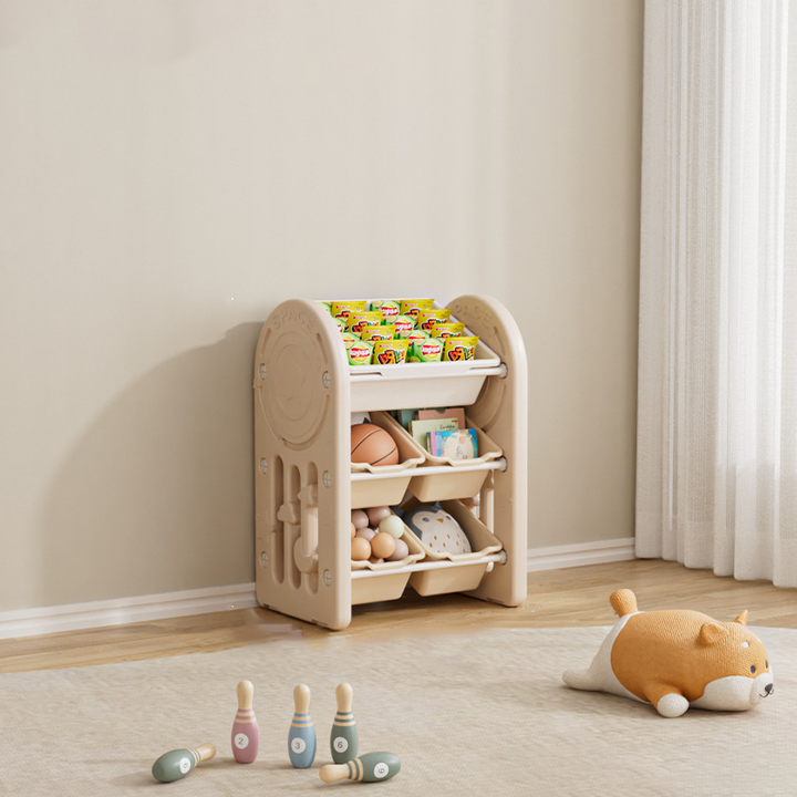 Contemporary Creative Oval Environmentally Friendly HDPE Kids Storage Shelf 3-Tier For Living Room