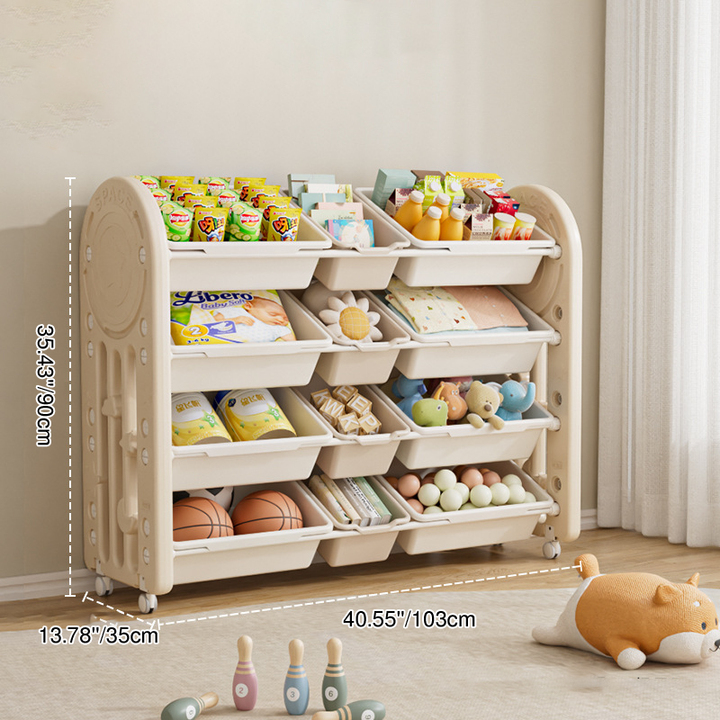 Contemporary Creative Oval Environmentally Friendly HDPE Movable Kids Storage Shelf 4-Tier For Living Room