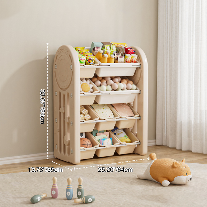 Contemporary Creative Oval Environmentally Friendly HDPE Movable Kids Storage Shelf 4-Tier For Living Room