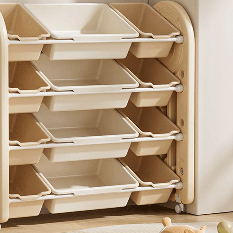 Contemporary Creative Oval Environmentally Friendly HDPE Movable Kids Storage Shelf 4-Tier For Living Room